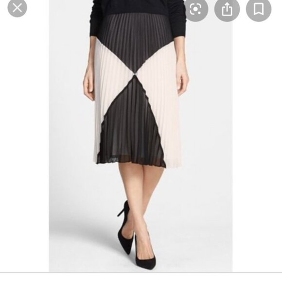 Halogen Chic Two-Tone Pleated Midi Skirt - Size 8 - Picture 3 of 8